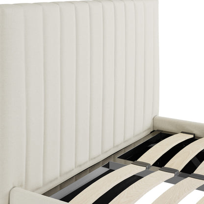 Berlin Ottoman Weave Fabric Single Bed In Milk