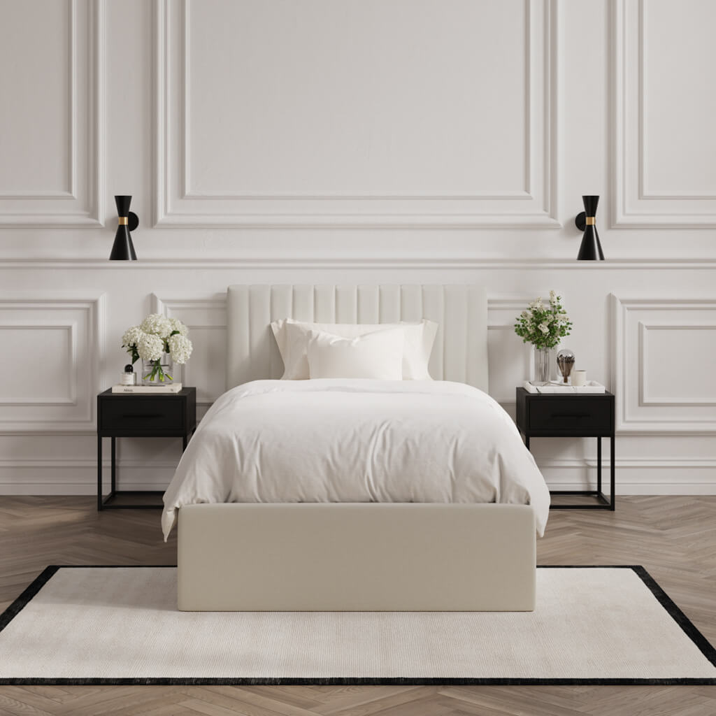 Berlin Ottoman Weave Fabric Single Bed In Milk