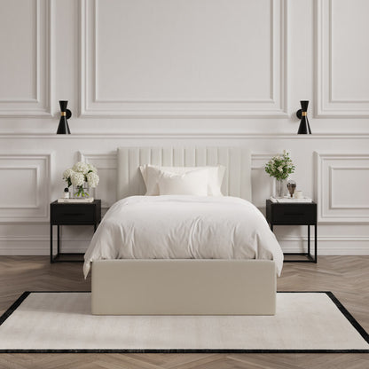 Berlin Ottoman Weave Fabric Single Bed In Milk