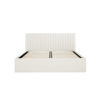 Berlin Ottoman Weave Fabric King Size Bed In Milk
