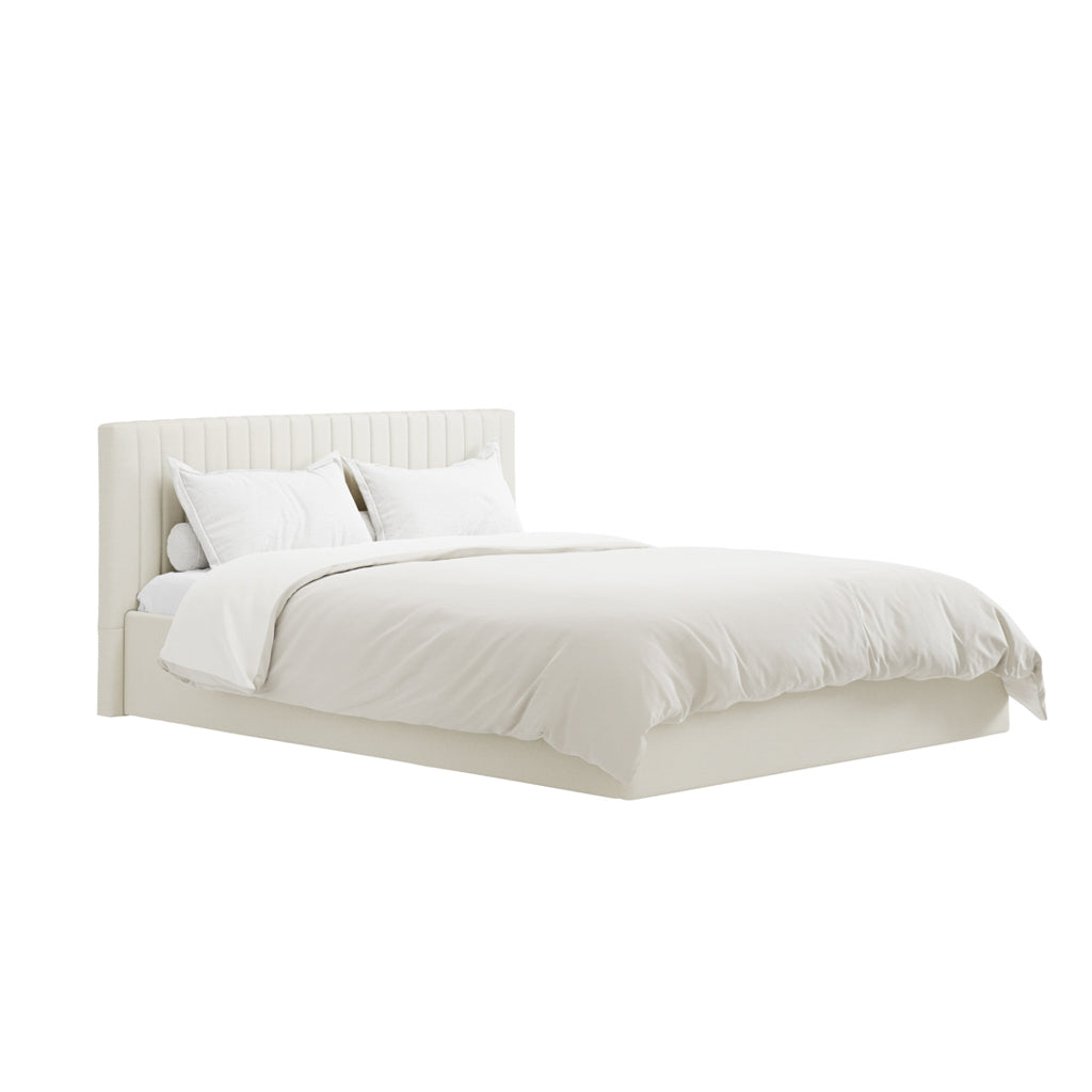 Berlin Ottoman Weave Fabric King Size Bed In Milk