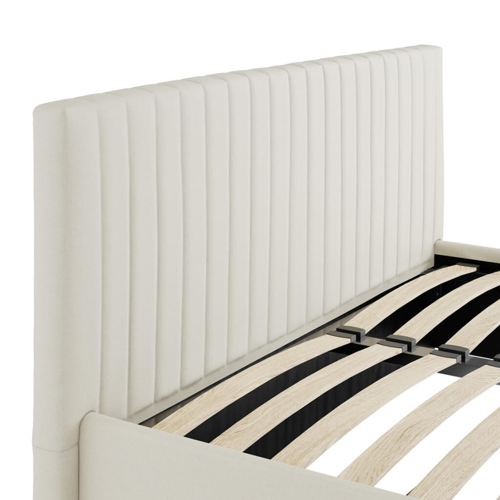 Berlin Ottoman Weave Fabric King Size Bed In Milk