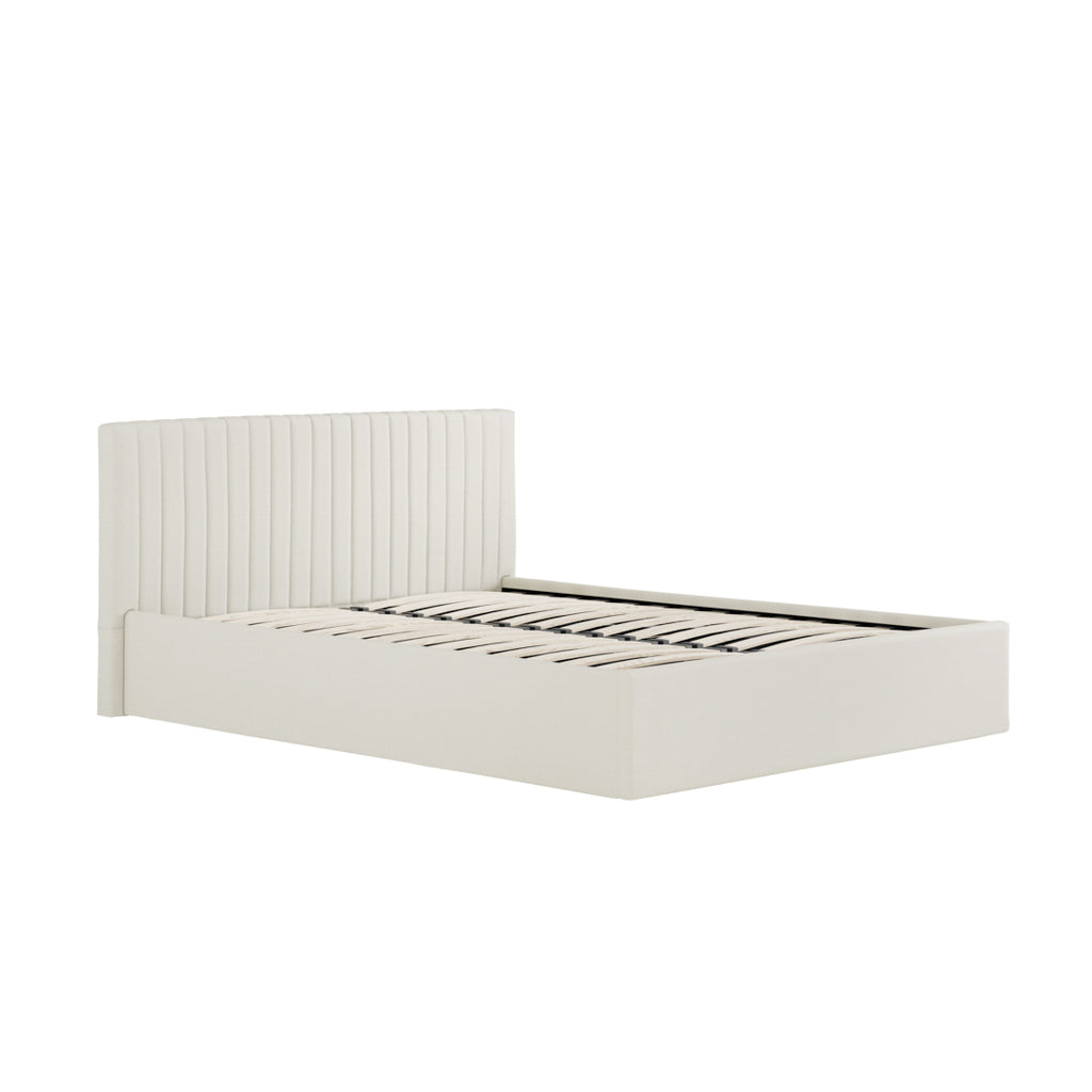 Berlin Ottoman Weave Fabric Super King Size Bed In Milk