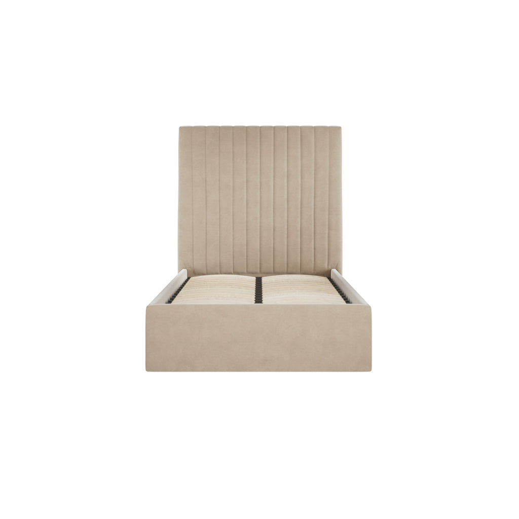 Berlin Tall Ottoman Velvet Single Bed In Beige