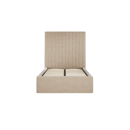 Berlin Tall Ottoman Velvet Single Bed In Beige