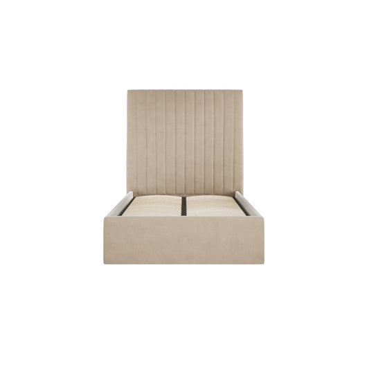 Berlin Tall Ottoman Velvet Single Bed In Beige