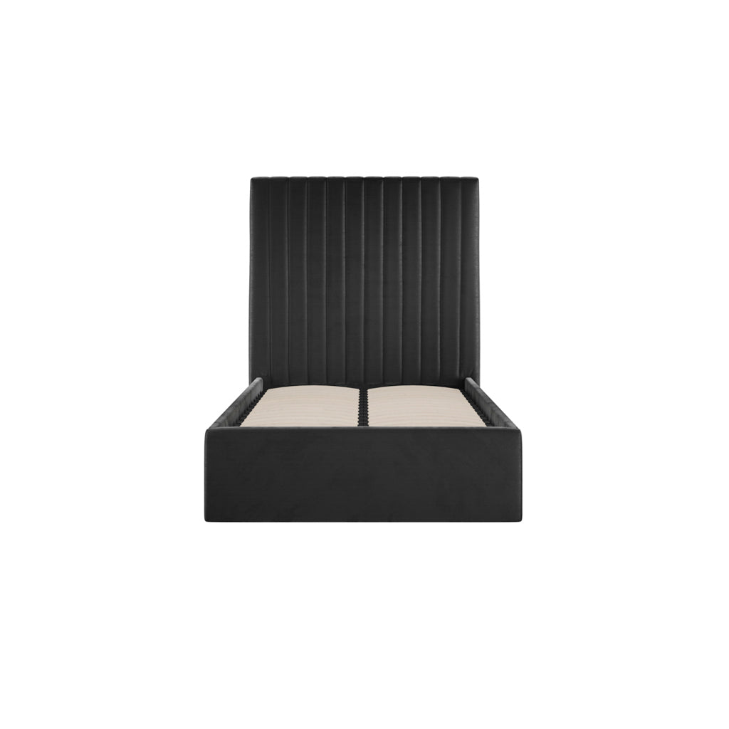 Berlin Tall Ottoman Velvet Single Bed In Black