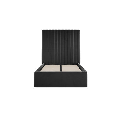 Berlin Tall Ottoman Velvet Single Bed In Black