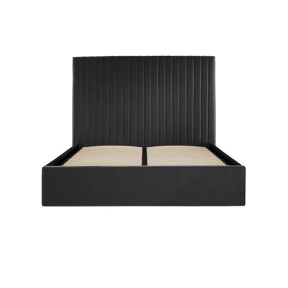 Berlin Tall Velvet Ottoman Super King Size Bed In Black