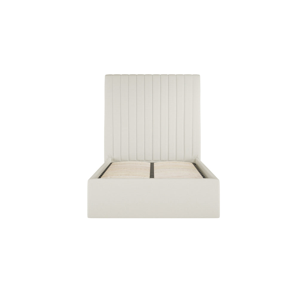Berlin Tall Ottoman Weave Fabric Single Bed In Milk
