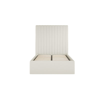 Berlin Tall Ottoman Weave Fabric Single Bed In Milk
