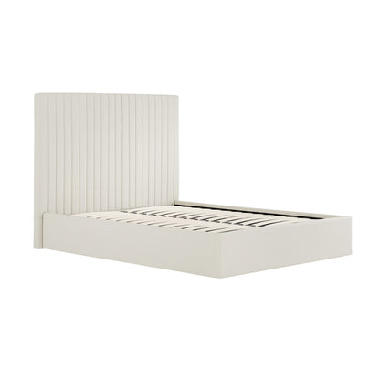 Berlin Tall Ottoman Weave Fabric Double Bed In Milk