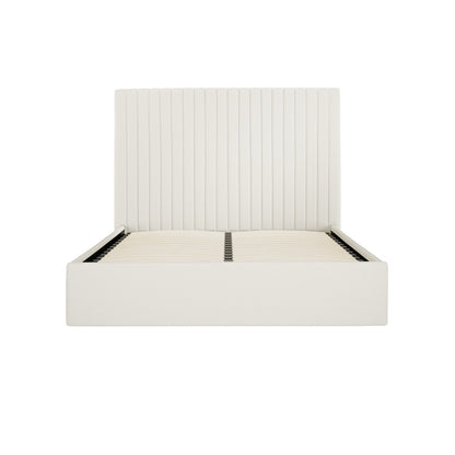 Berlin Tall Ottoman Weave Fabric King Size Bed In Milk