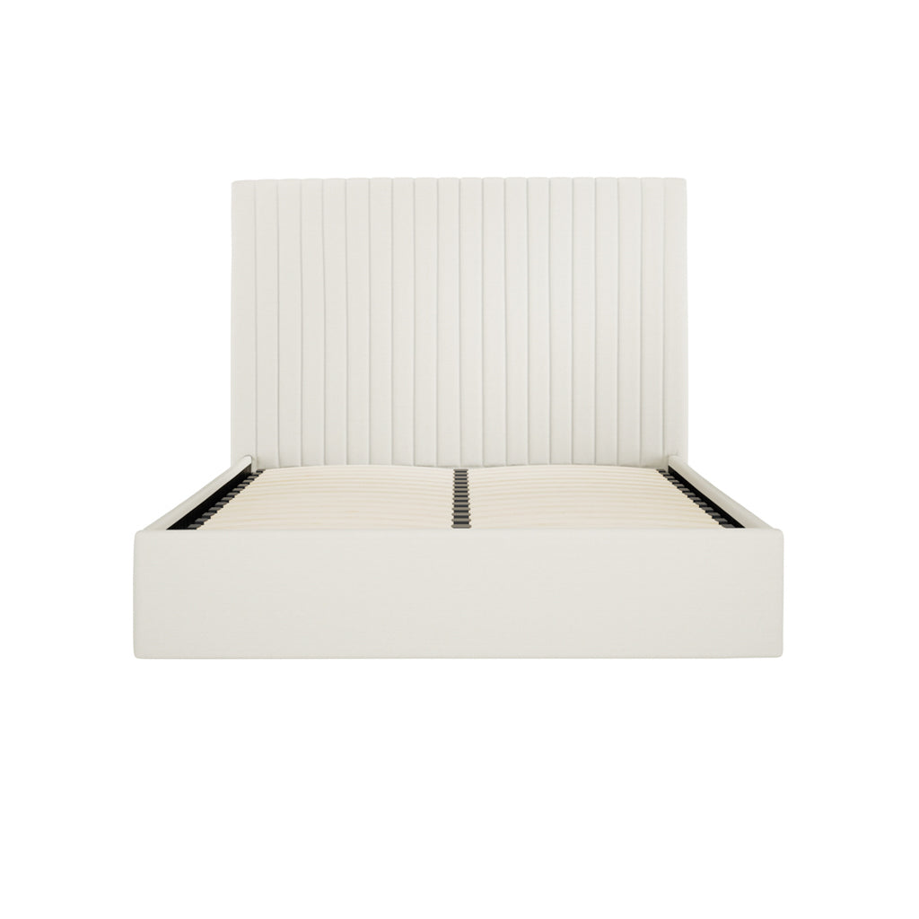Berlin Tall Ottoman Weave Fabric Super King Size Bed In Milk
