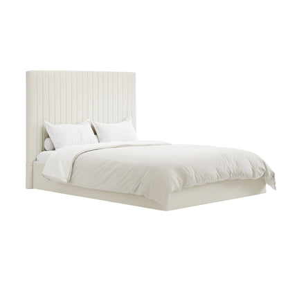 Berlin Tall Ottoman Weave Fabric Super King Size Bed In Milk