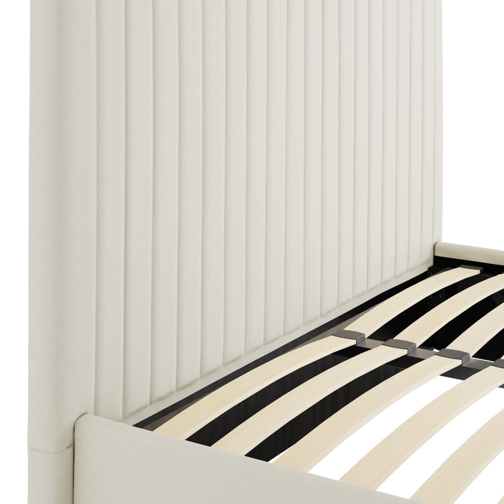 Berlin Tall Ottoman Weave Fabric Super King Size Bed In Milk