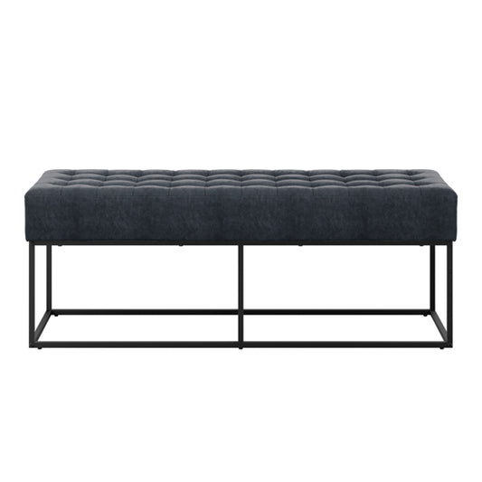 Boden Chenille Fabric Seating Bench in Steel Grey