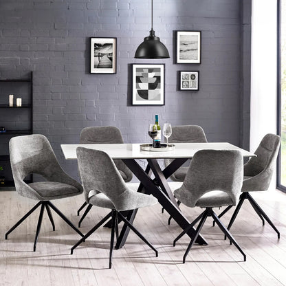 Bradley Wooden Dining Table In White Marble Effect