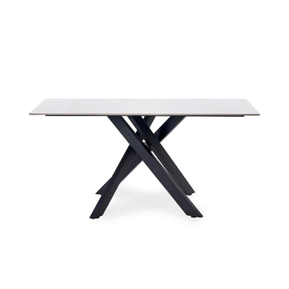 Bradley Wooden Dining Table In White Marble Effect