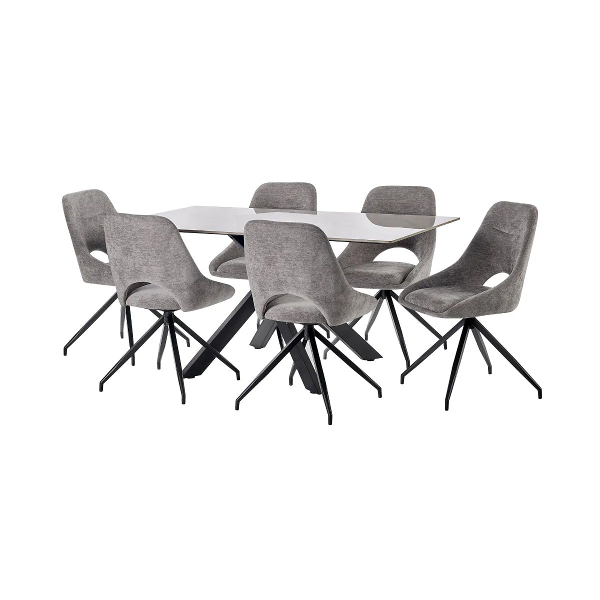Bradley Wooden Dining Table In White Marble Effect