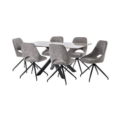 Bradley Wooden Dining Table In White Marble Effect