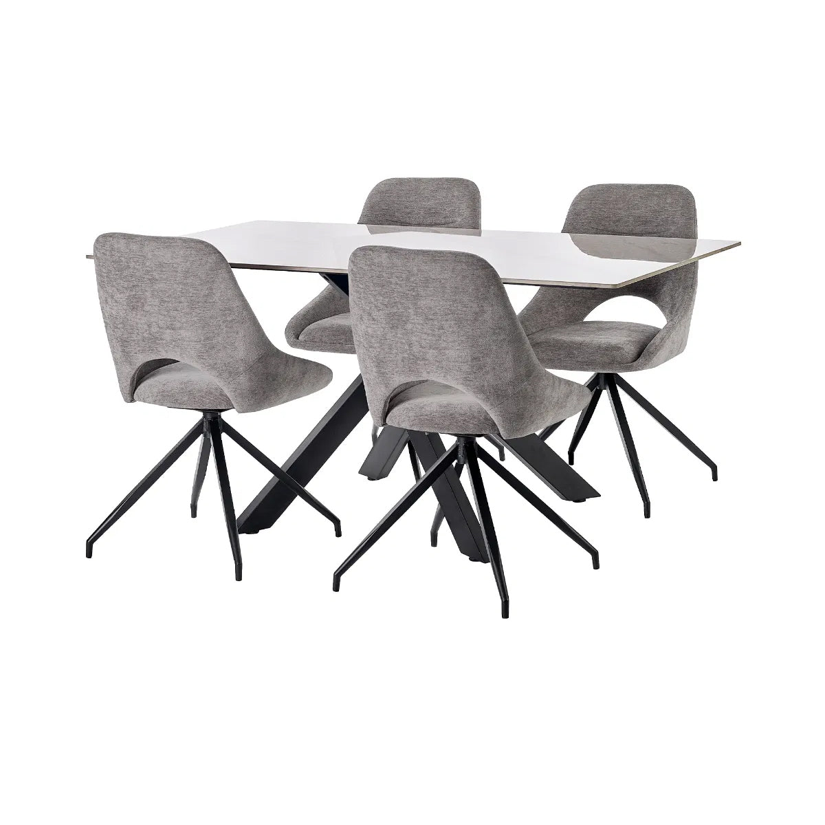 Bradley Wooden Dining Table In White Marble Effect