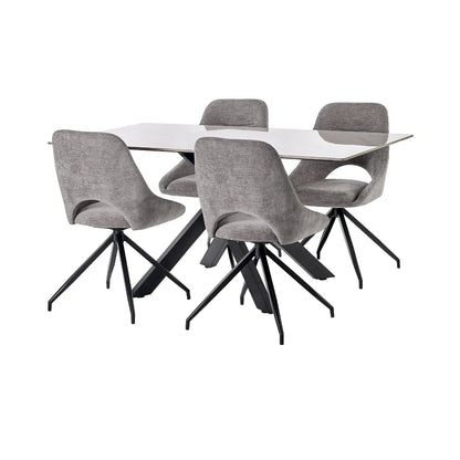 Bradley Wooden Dining Table In White Marble Effect