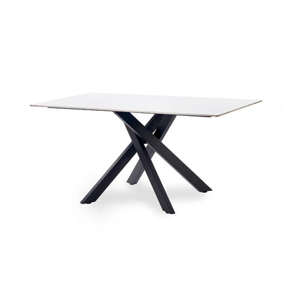 Bradley Wooden Dining Table In White Marble Effect