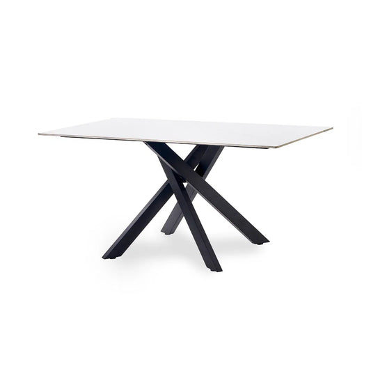 Bradley Wooden Dining Table In White Marble Effect
