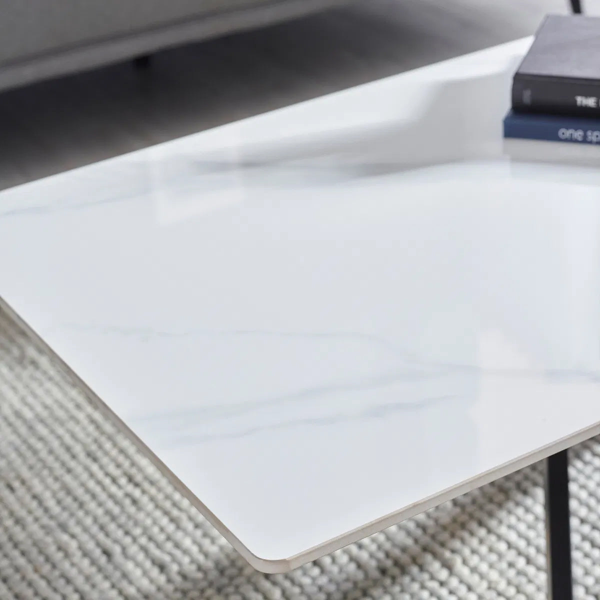 Bradley Wooden Coffee Table In White Marble Effect