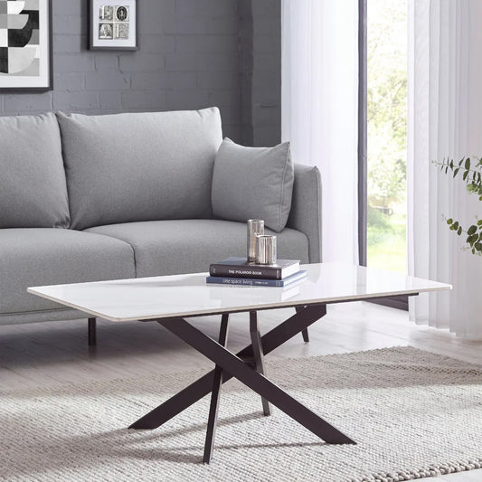 Bradley Wooden Coffee Table In White Marble Effect