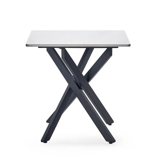 Bradley Wooden Lamp Table In White Marble Effect