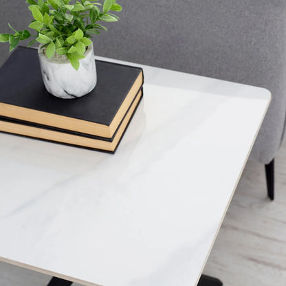 Bradley Wooden Lamp Table In White Marble Effect
