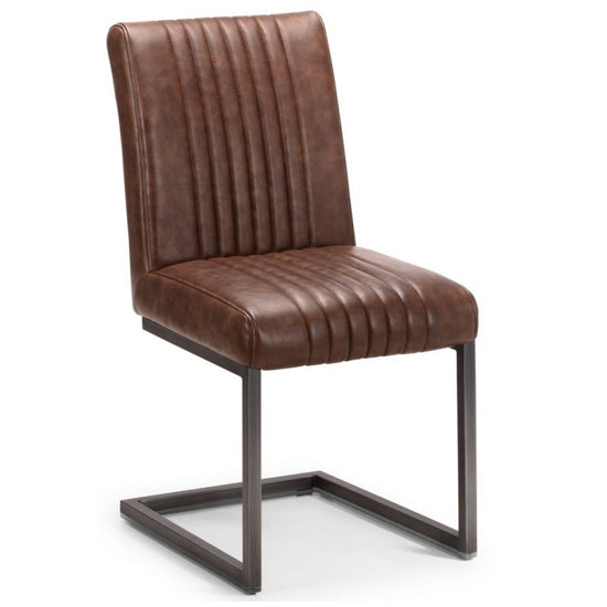 Brooklyn Faux Leather Dining Chair In Charcoal Grey