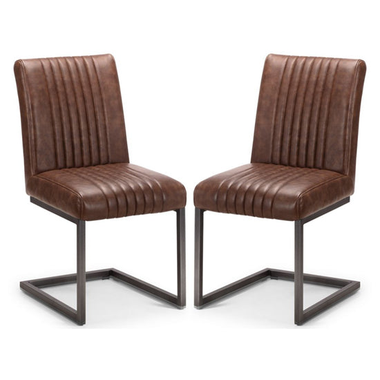 Brooklyn Charcoal Grey Faux Leather Dining Chairs In Pair