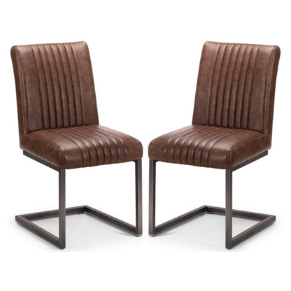 Brooklyn Charcoal Grey Faux Leather Dining Chairs In Pair