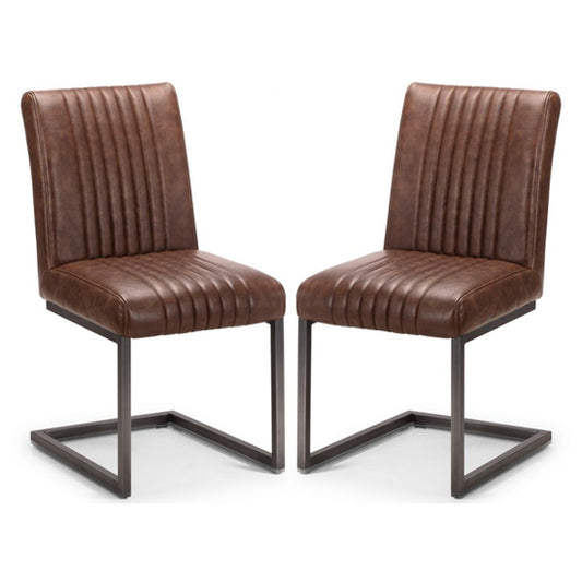 Brooklyn Charcoal Grey Faux Leather Dining Chairs In Pair