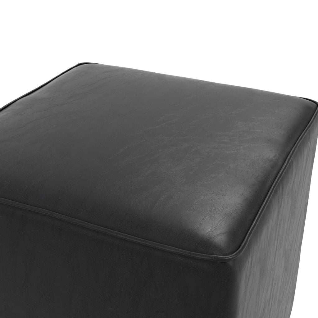 Bronx Faux Leather Side Table Square In Black