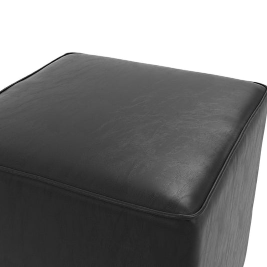 Bronx Faux Leather Side Table Square In Black