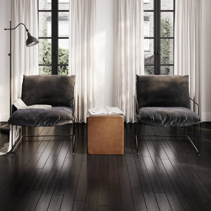 Bronx Faux Leather Side Table Square In Tan