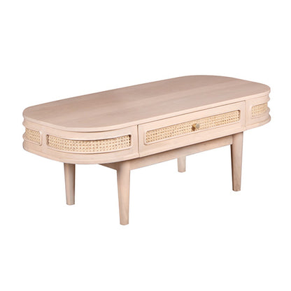 Valencia Cane & Mango Wood Coffee Table With 1 Drawer In Natural