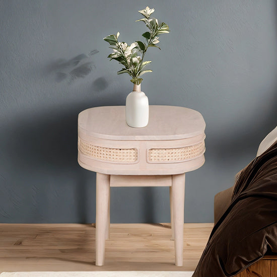 Valencia Cane & Mango Wood Bedside Cabinet In Natural