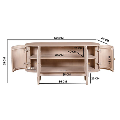 Valencia Cane & Mango Wood Sideboard With 4 Doors In Natural