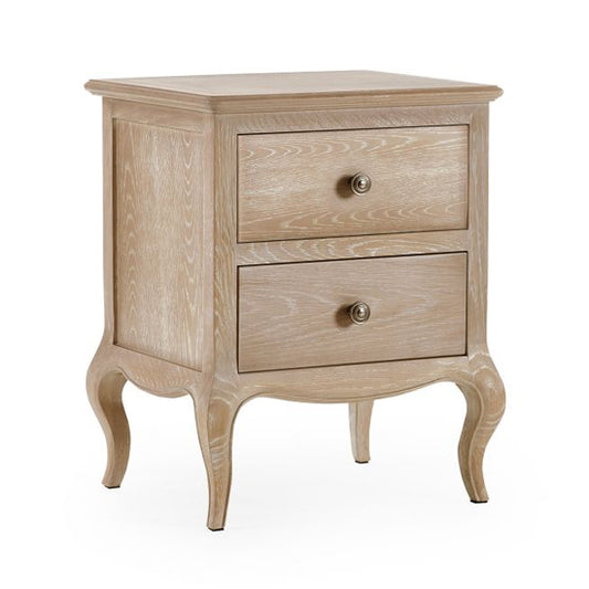 Camille Wooden Bedside Cabinet With 2 Drawers In Limed Oak
