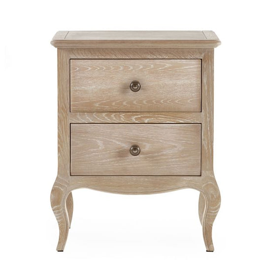Camille Wooden Bedside Cabinet With 2 Drawers In Limed Oak