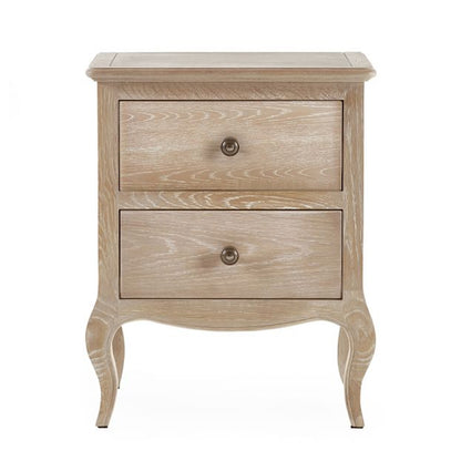 Camille Wooden Bedside Cabinet With 2 Drawers In Limed Oak