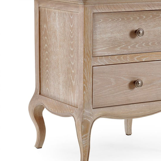 Camille Wooden Bedside Cabinet With 2 Drawers In Limed Oak