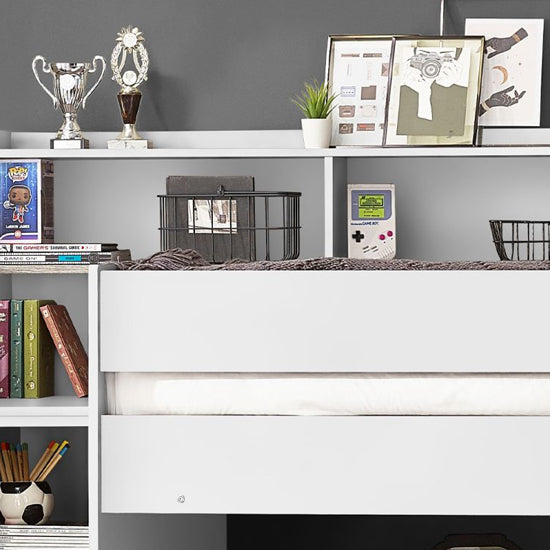 Camelot Wooden Bunk Bed With Staircase Design In White
