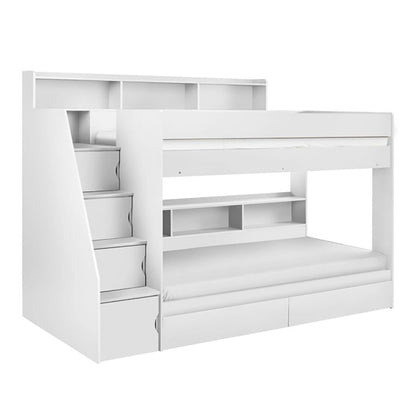 Camelot Wooden Bunk Bed With Staircase Design In White