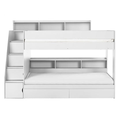 Camelot Wooden Bunk Bed With Staircase Design In White
